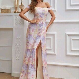 MULTICOLOR GLAMOROUS SPECIAL EVENT MAXI DRESS SEQUINED